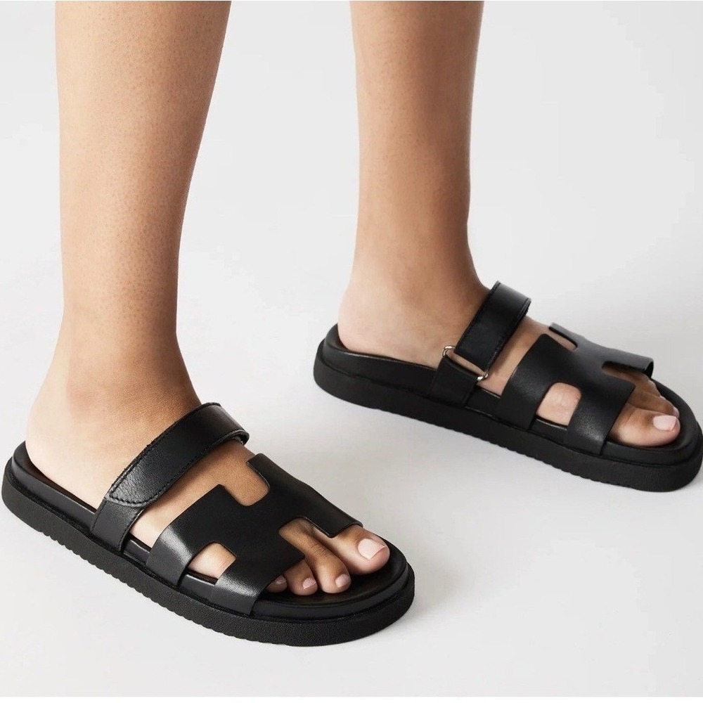 Steven New York Radly Black Platform H-Strap Slide Sandals Women's 6M RADL02D1